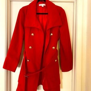 NY&Co Red Wool-Blend Peacoat Size L